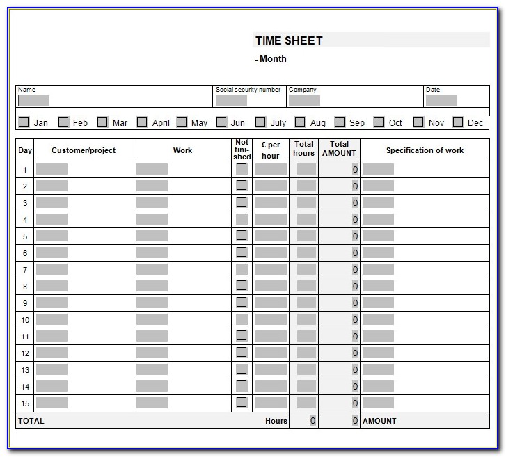 Ms Access Timesheet Template Free