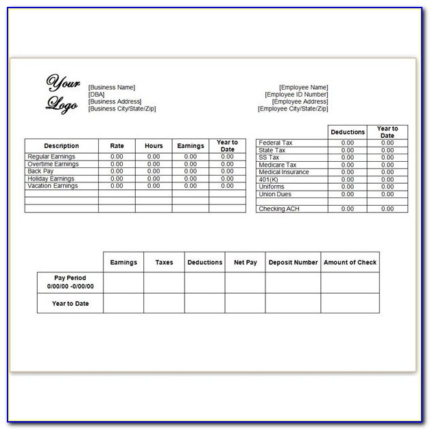 Ms Office Pay Stub Template