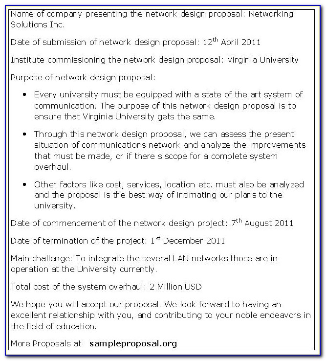 Network Design Project Proposal Template