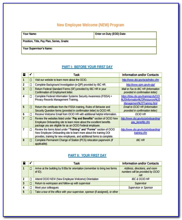 New Employee Onboarding Checklist Template Excel