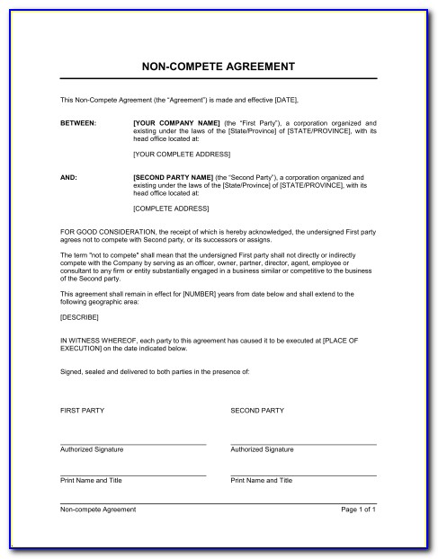 Non Compete Clause Agreement