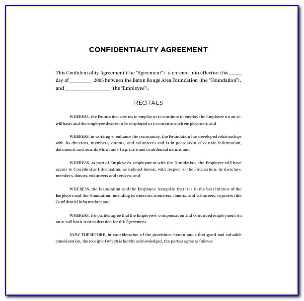 Non Disclosure Agreement Template Word Doc