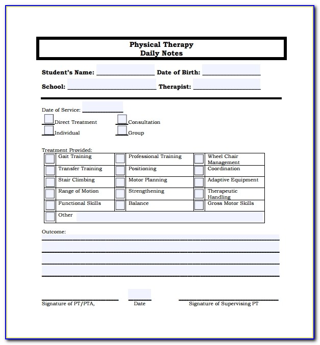 Occupational Therapy Daily Notes Template