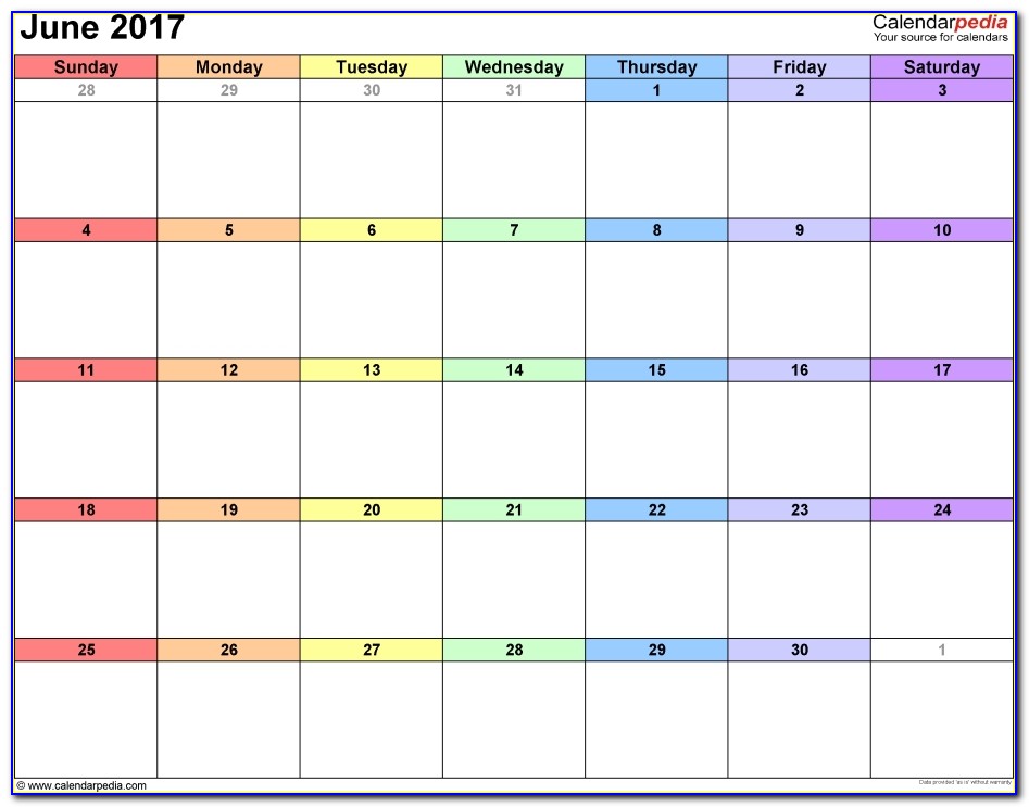 June 2017 Calendars For Word Excel Pdf On Call Calendar Template On Call Calendar Template