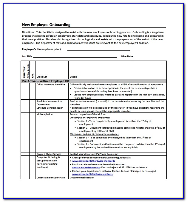 Onboarding Document Template