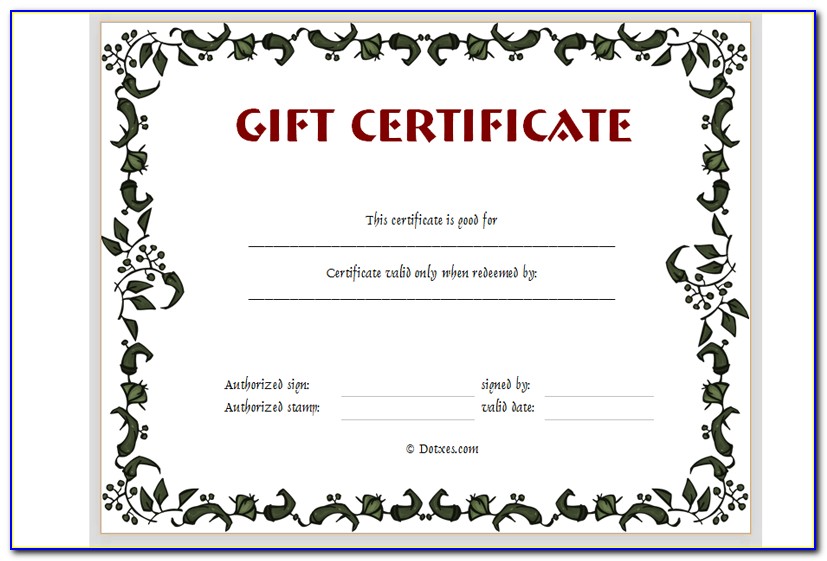 Online Gift Certificate Template Free