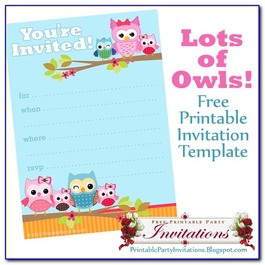 Owl Invitation Template Printable