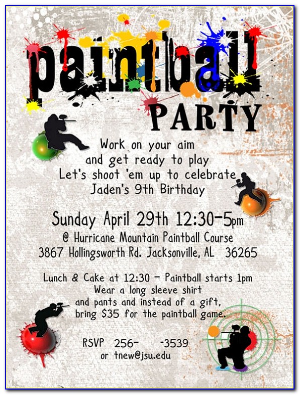 Paintball Party Invitation Template Free