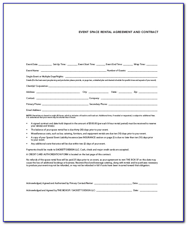 Party Rental Contract Template