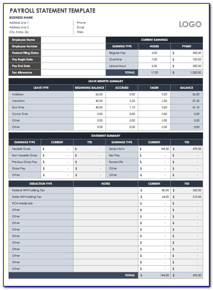 Pay Statement Template Uk