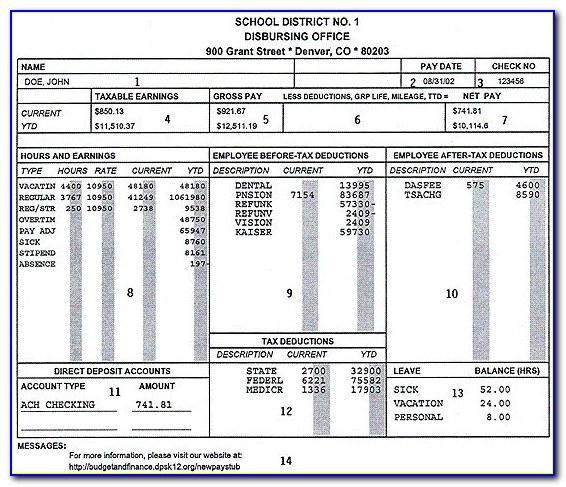 Pay Stub Template Canada Excel