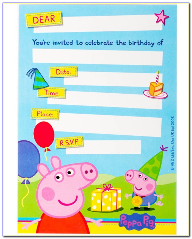 Peppa Pig Birthday Party Invitation Template