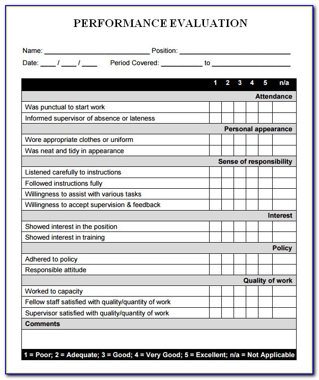 Performance Appraisal Format For Managers