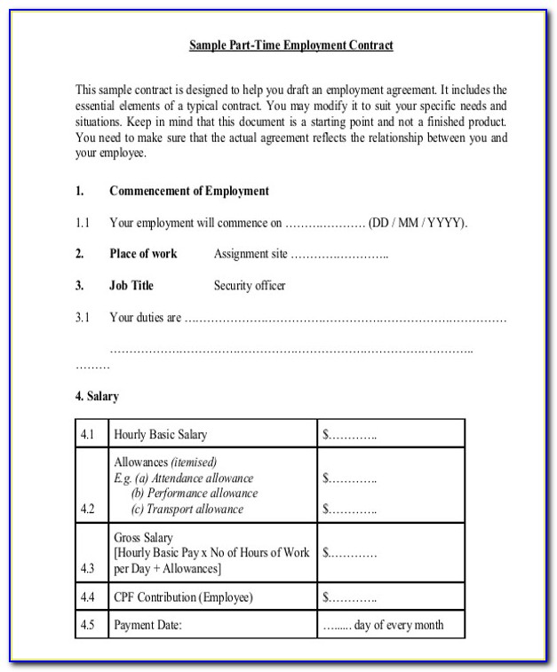 Permanent Full Time Employment Contract Template