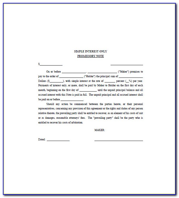 Personal Loan Note Form