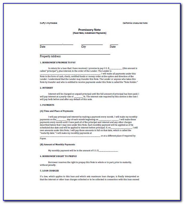 Personal Promissory Note Template