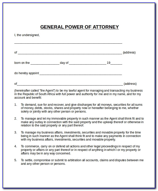 Power Of Attorney Word Document