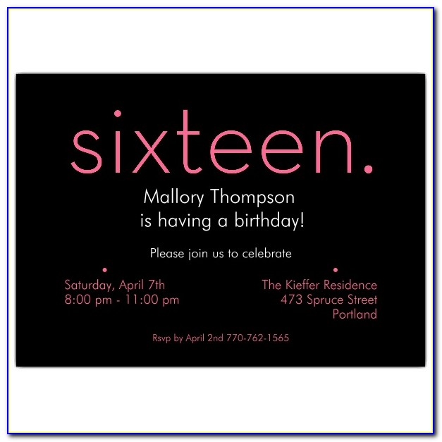 Printable 16th Birthday Invitation Templates