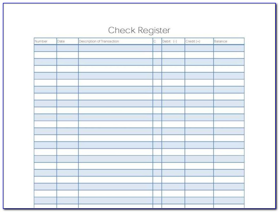 Printable Business Check Register Template