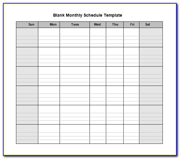 Printable Monthly Work Schedule Templates Free