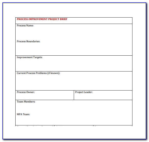 Process Improvement Project Plan Example
