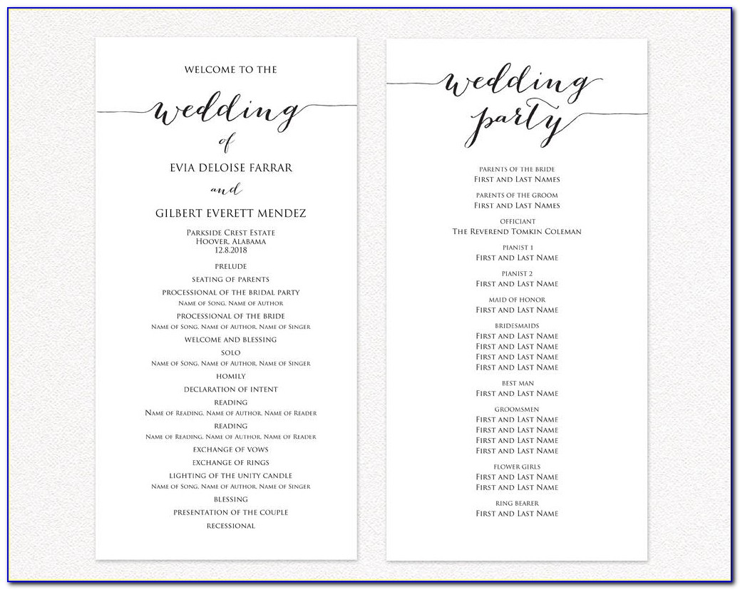 Programs For Wedding Ceremony Template