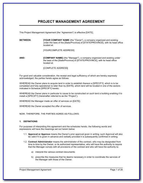 Project Management Agreement Template