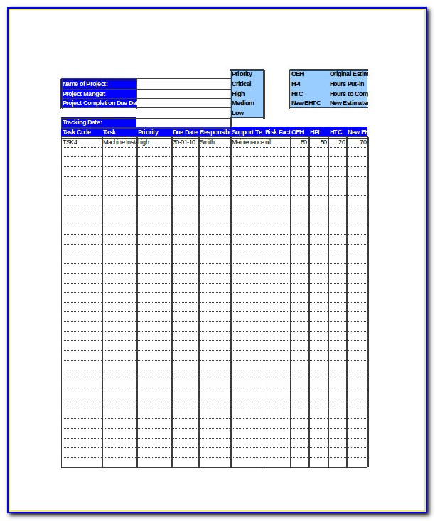 Project Tracking Form Templates