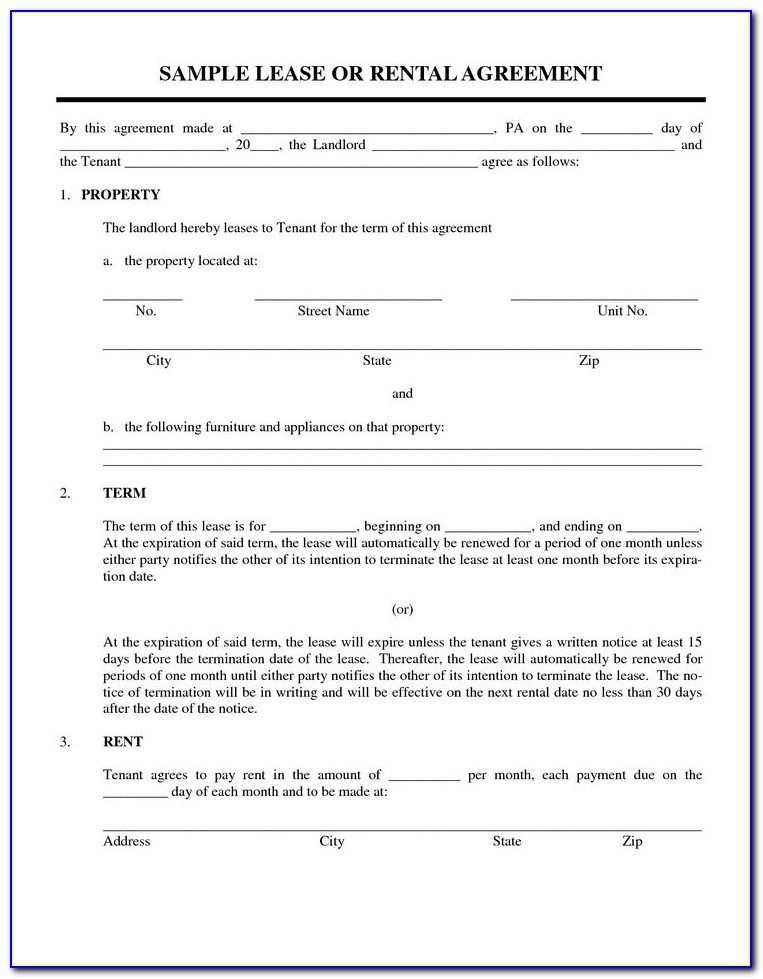 Property Rental Agreement Forms