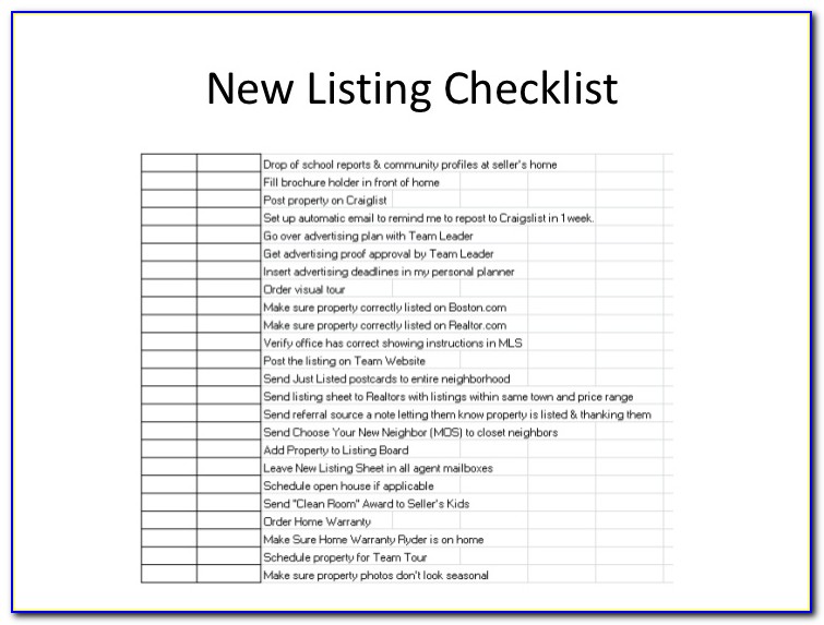 Real Estate Closing Checklist Form