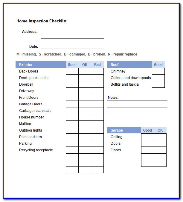 Real Estate Inspection Checklist Template
