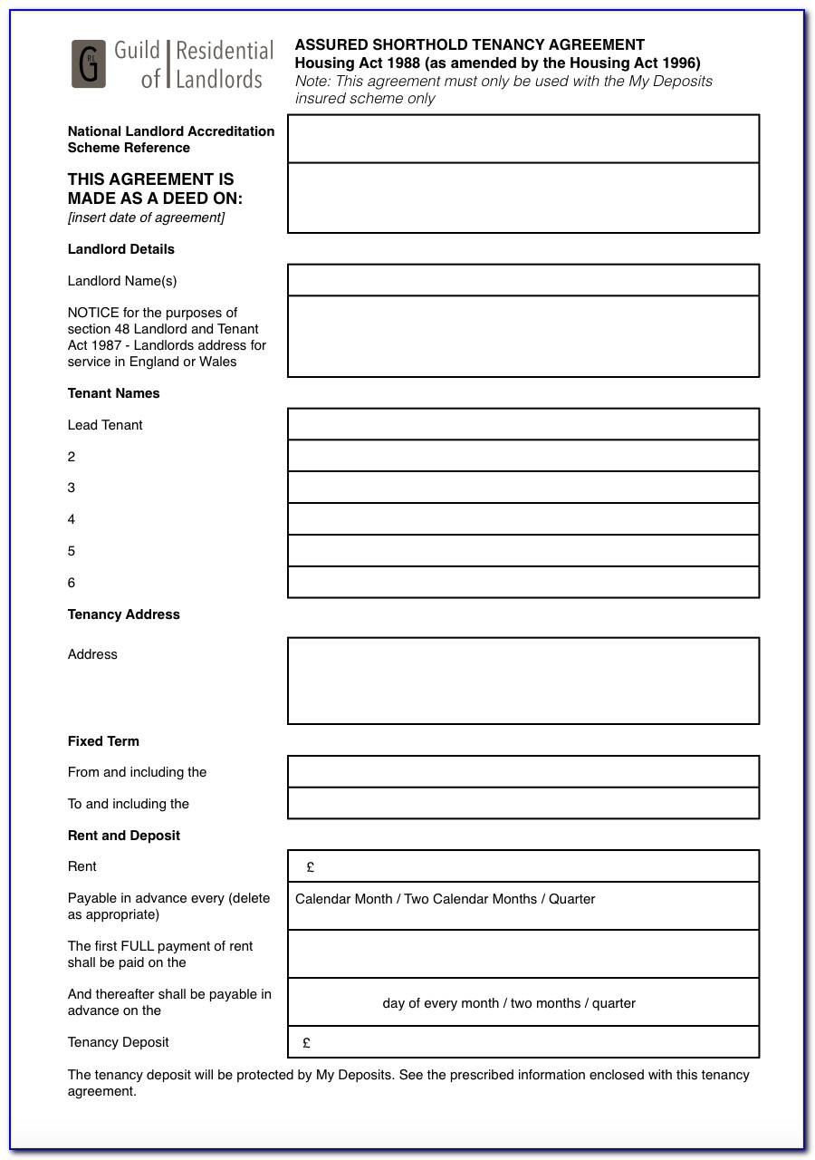 Rent Agreement Contract Template