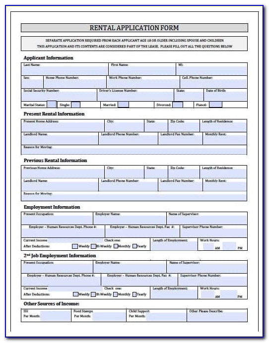 Rental Application Form Ontario Pdf