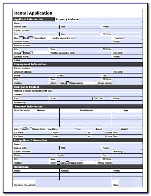 Rental Application Form Pdf Michigan