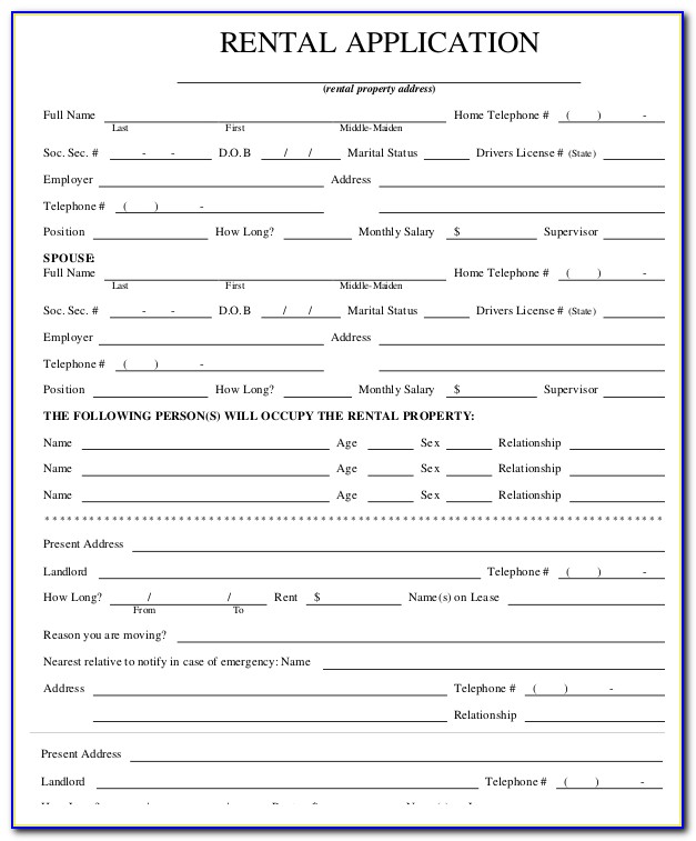 Rental Application Form Pdffiller
