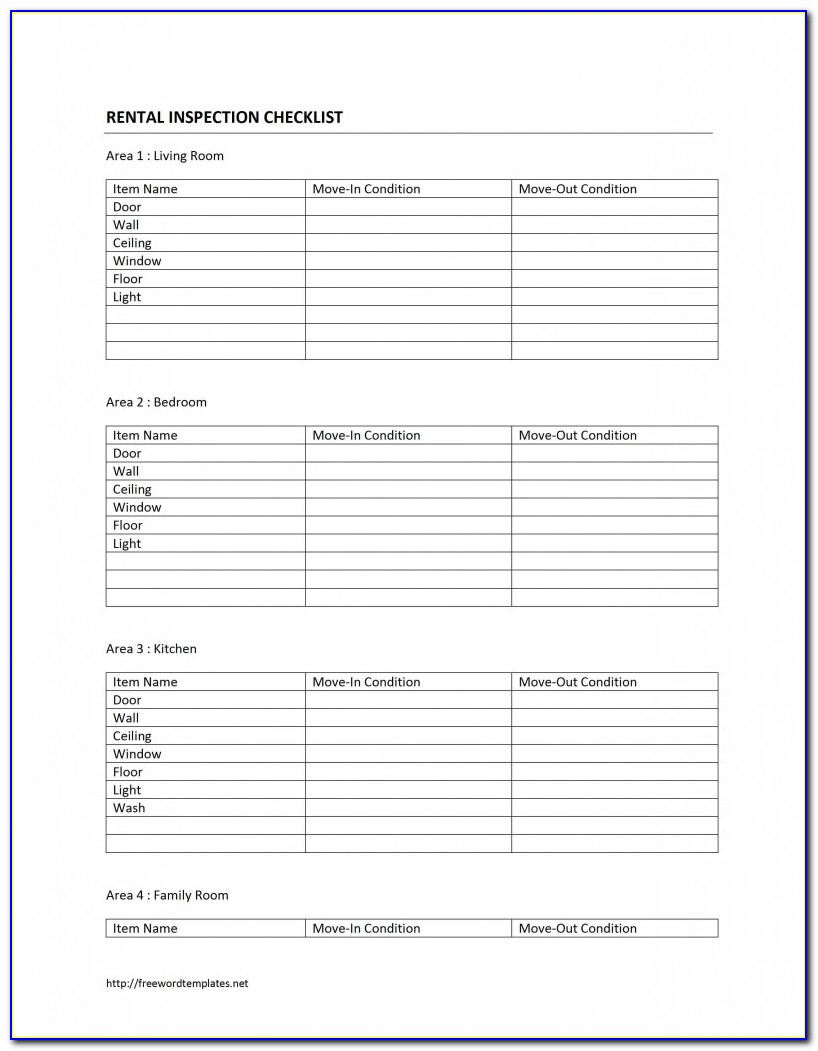 Rental Checklist Template Excel
