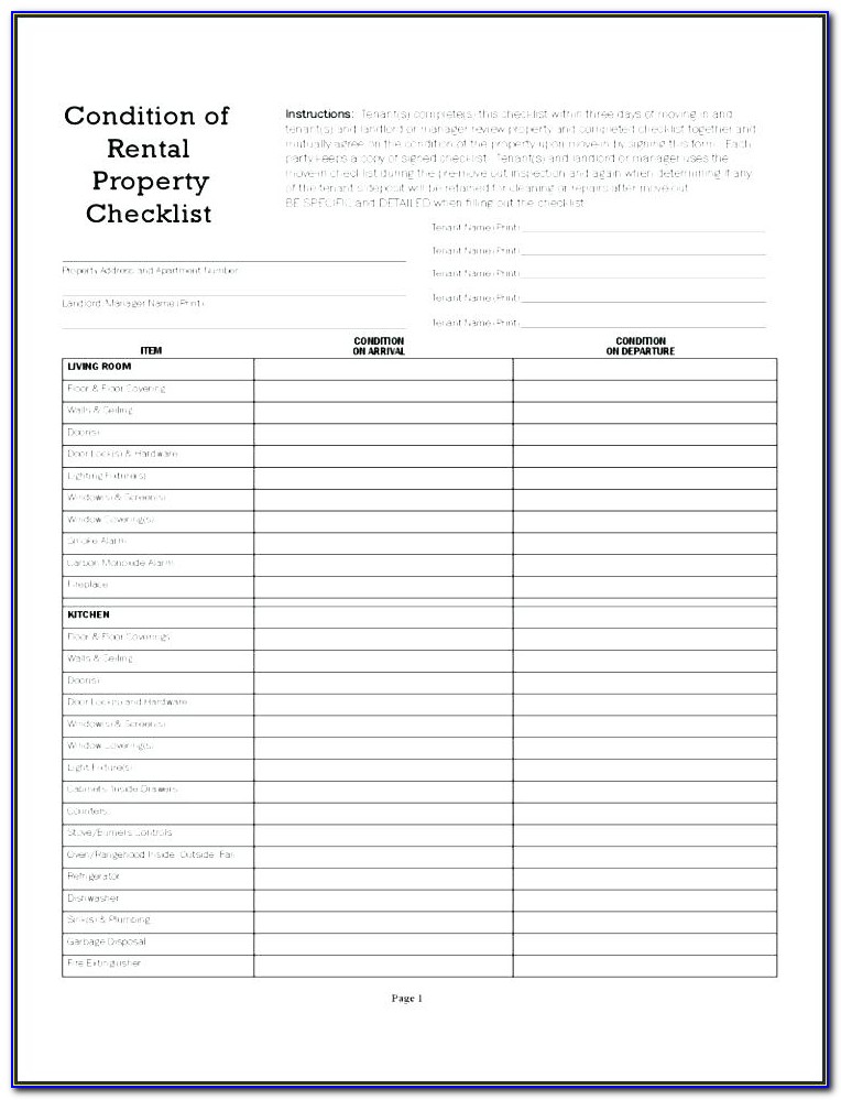 Rental House Inspection Checklist Template
