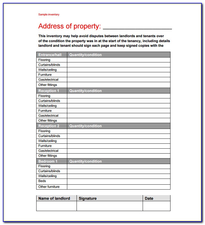 Rental Inventory Checklist Template