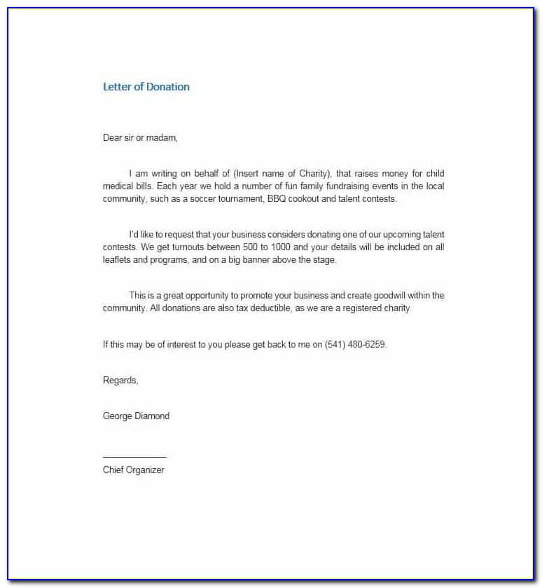 Request For Donations Letter Template