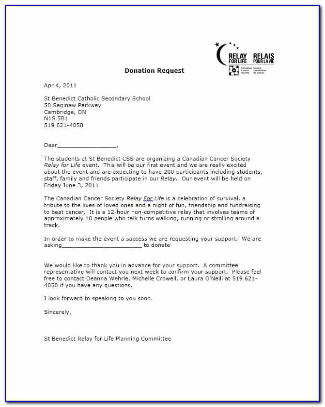 Request For Food Donations Letter Template