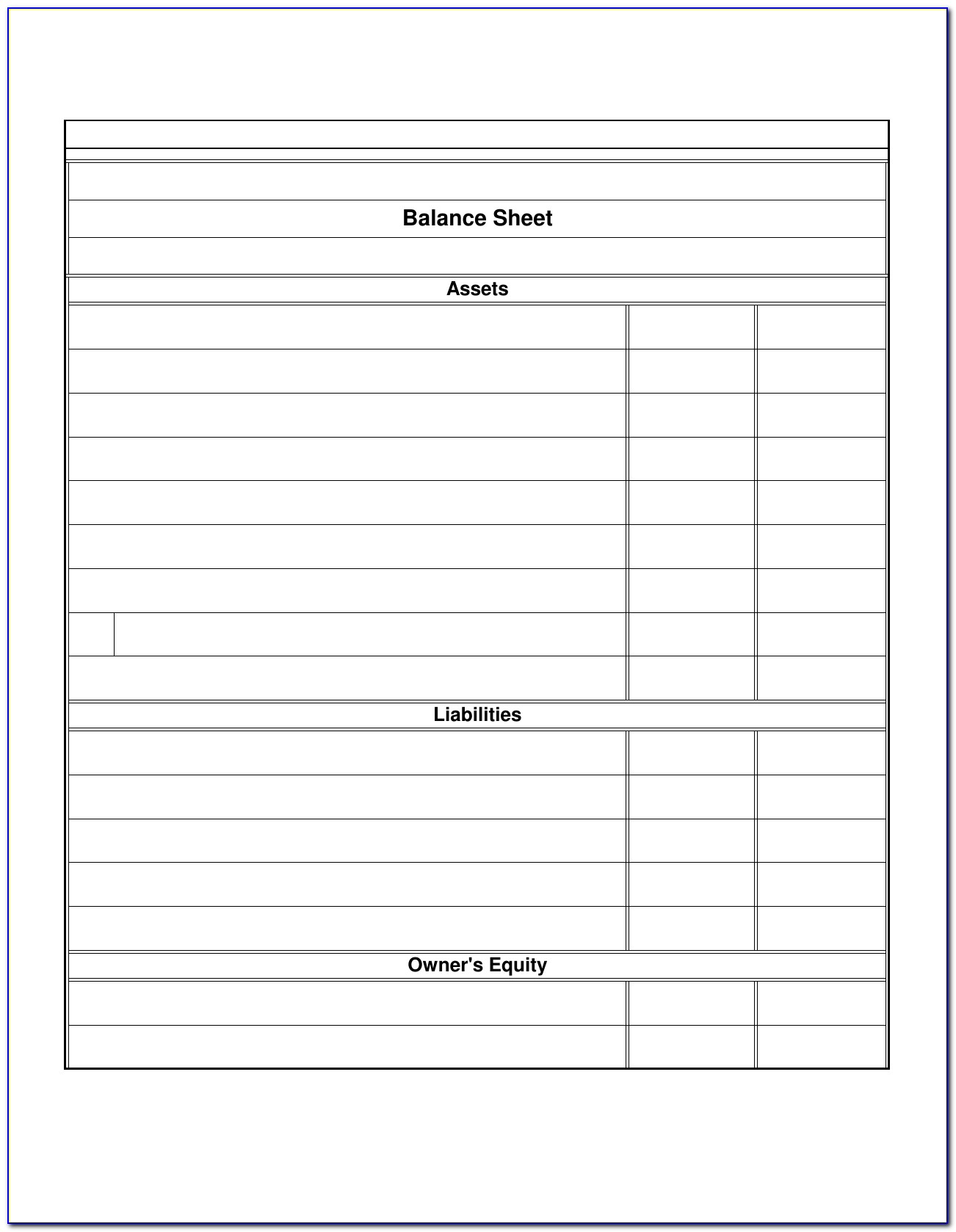 Restaurant Balance Sheet Example