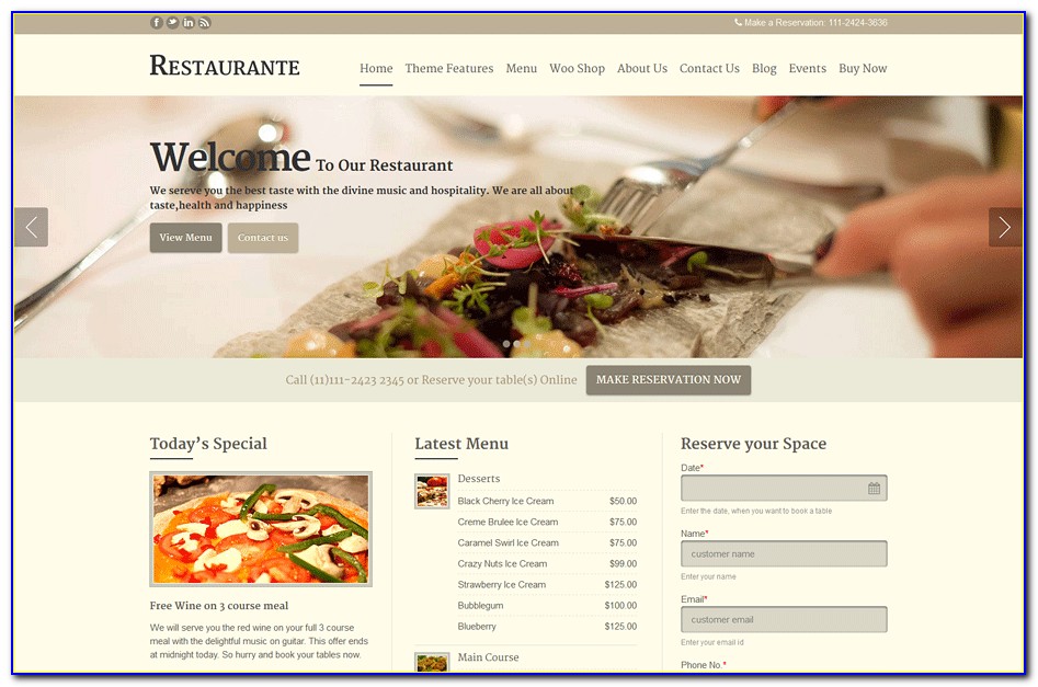 Restaurant Templates Wordpress Free