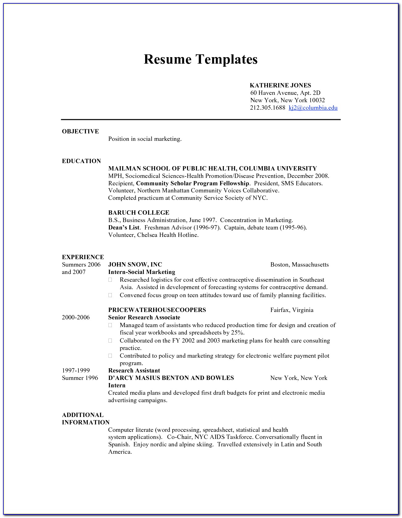 Resume Template For A Teenager