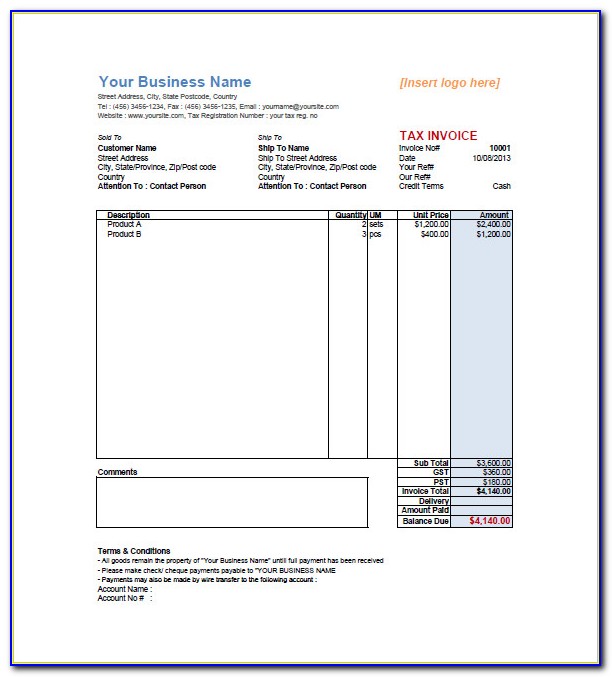 Retail Invoice Template In Word