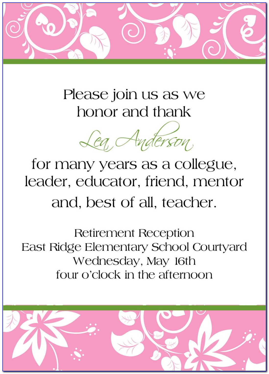 Retirement Party Invitation Template Word