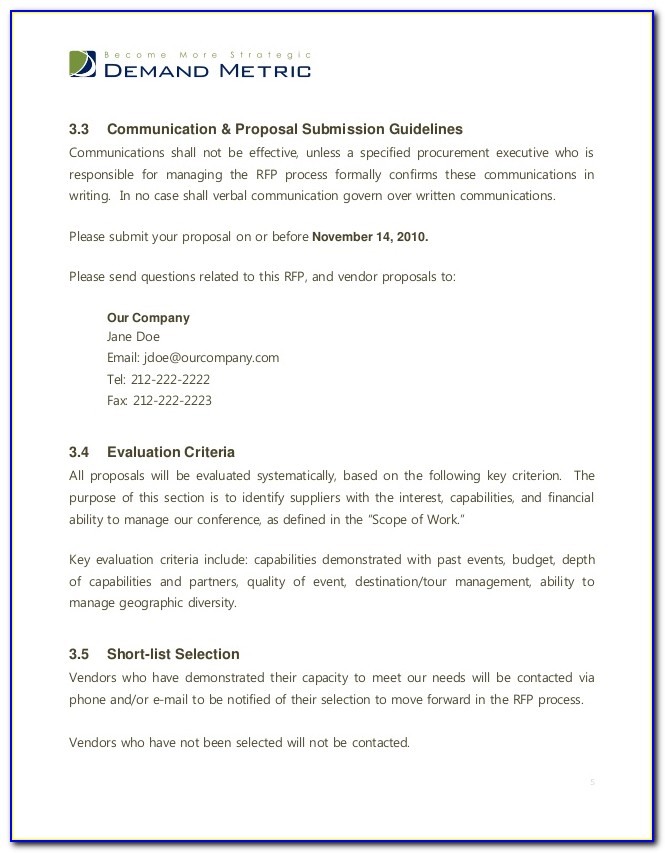 Rfp Submission Cover Letter Template
