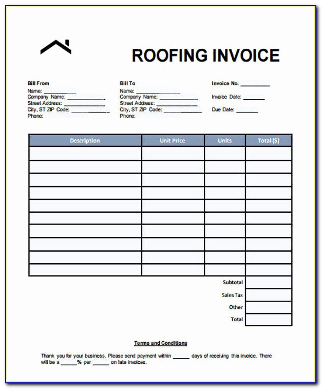 Roofing Invoice Example And 6 Roofing Invoice Templates ? Free Sample Example
