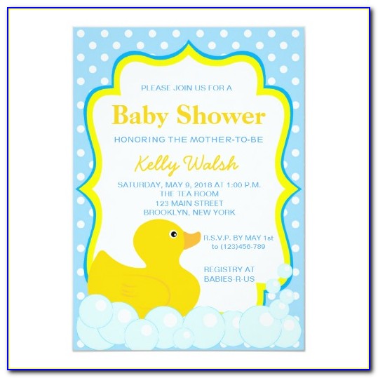 Rubber Ducky Baby Shower Invitations Template