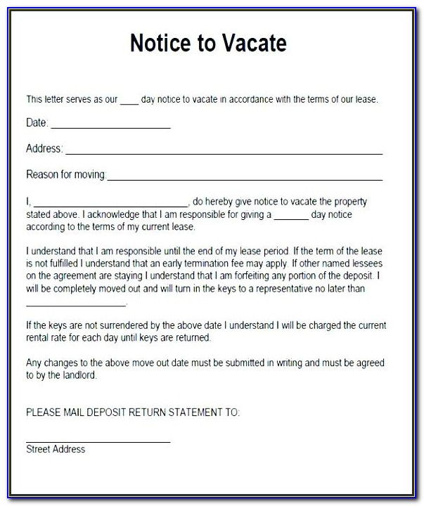 Sample 60 Day Notice To Vacate California