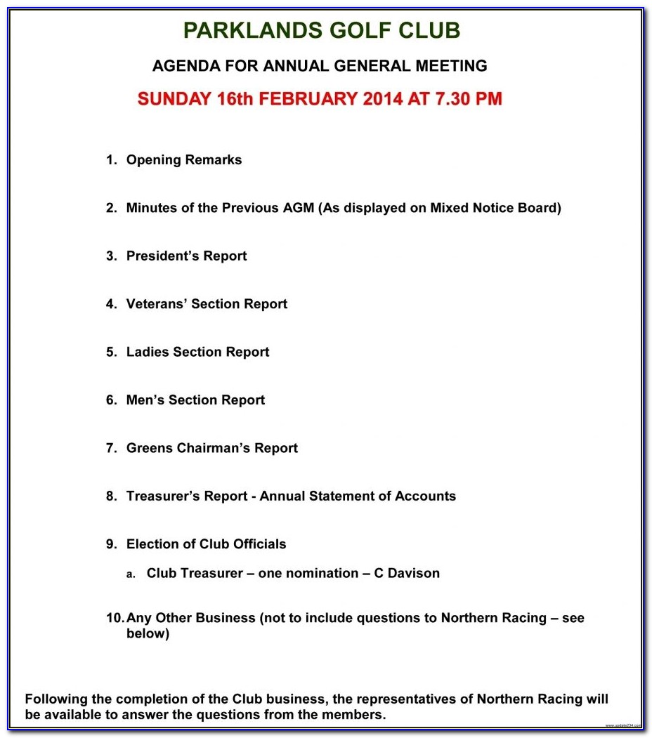Sample Minutes Of Annual General Meeting